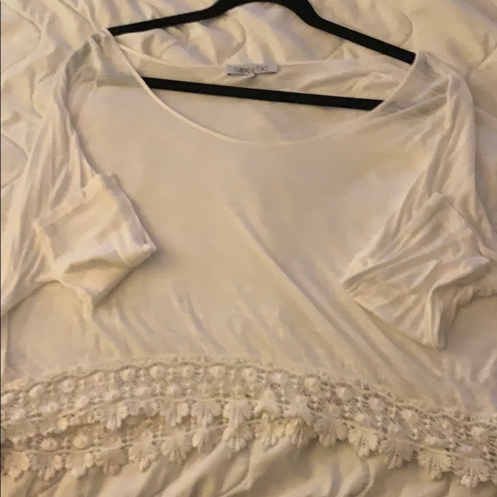 White Lacey at bottom  long sleeve top